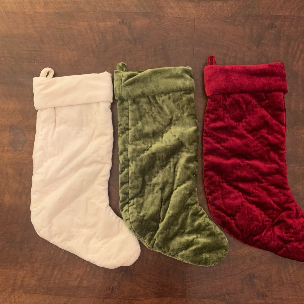 Set of Three Pottery Barn Christmas Stockings